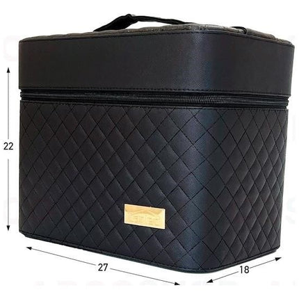 EALING 3-Layer Dual Side Tray Vanity Cosmetic Bag with Mirror For Women