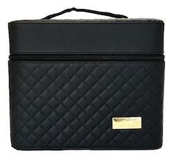 EALING 3-Layer Dual Side Tray Vanity Cosmetic Bag with Mirror For Women