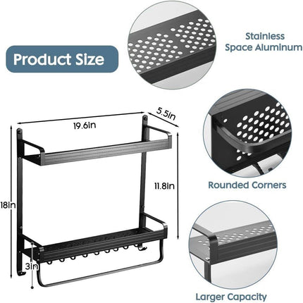 KUSARKO 2PC Adhesive Mounted Shower Caddy