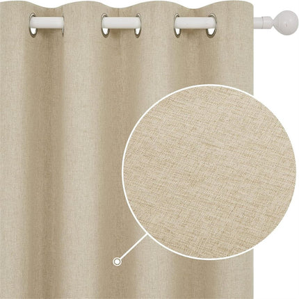 Deconovo 52x96" Blackout Faux Linen Curtain, 2 Panel