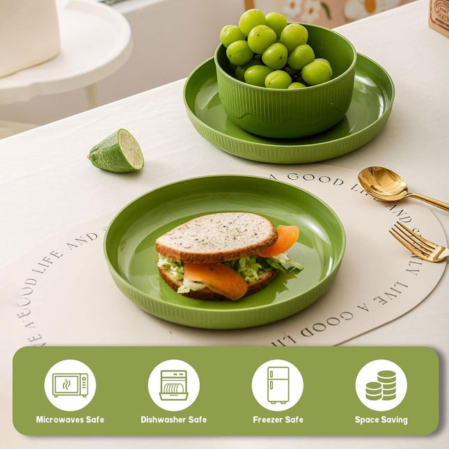 RVXHUA Wheat Straw Plates and Bowls Set 8Pcs