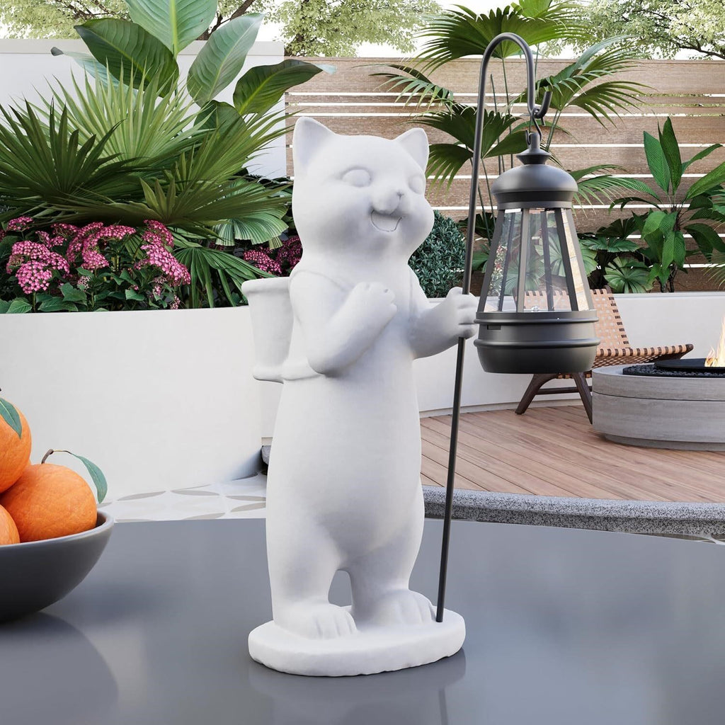Solar Garden Cat Resin Figurine Light