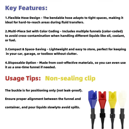 4- Pack: Oil Funnels for Automotive Use