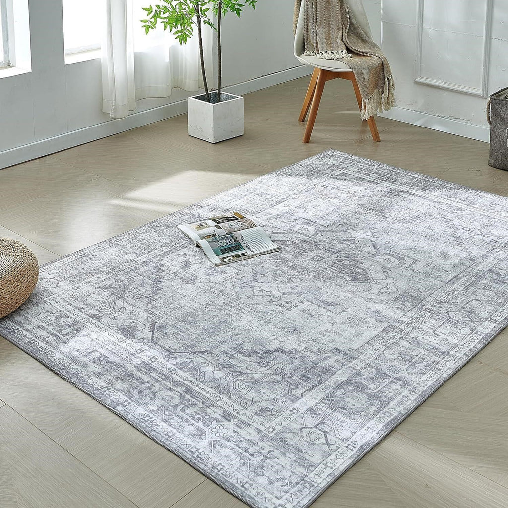BRICHOEE Vintage 9'x12' Silver Gray Rug