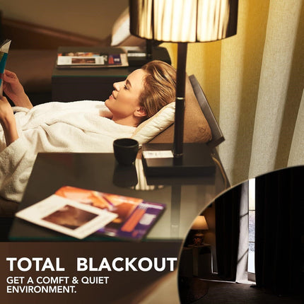 Deconovo 52x96" Blackout Faux Linen Curtain, 2 Panel