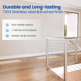 Muzata Cable Railing Post T-Corner Brushed 36"x2"x2" Flat Top Three Side Square Post Cable Railing System for Wood Concrete Top Mount Deck, PS02 L34S