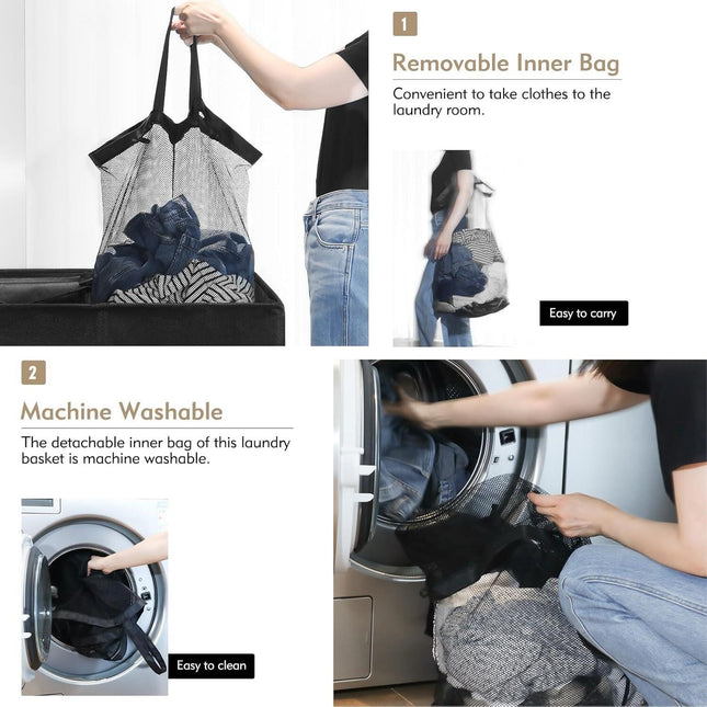 DOKEHOM 150L Double Laundry Basket, BLACK