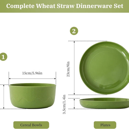 RVXHUA Wheat Straw Plates and Bowls Set 8Pcs