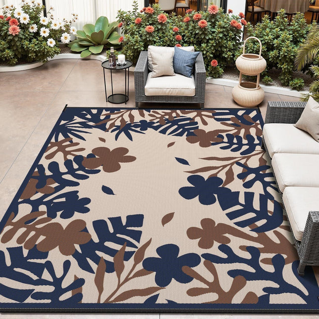 Floral Outdoor 6x9ft Reversible Deck Rug