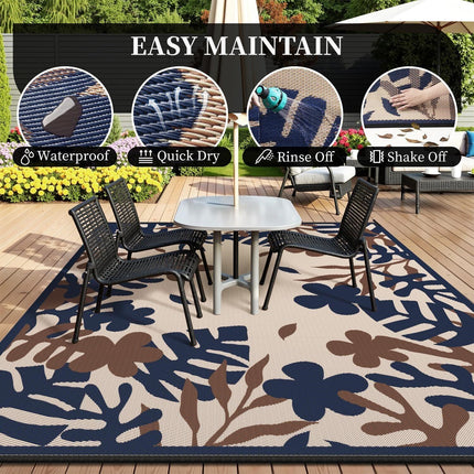 Floral Outdoor 6x9ft Reversible Deck Rug
