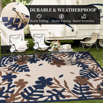 Floral Outdoor 6x9ft Reversible Deck Rug