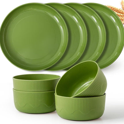 RVXHUA Wheat Straw Plates and Bowls Set 8Pcs