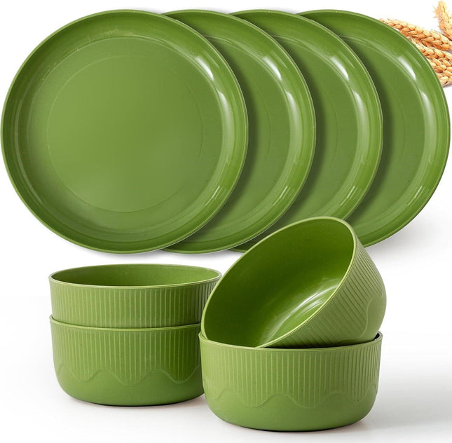 RVXHUA Wheat Straw Plates and Bowls Set 8Pcs