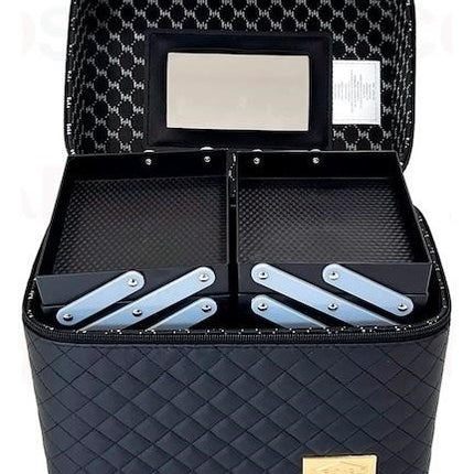 EALING 3-Layer Dual Side Tray Vanity Cosmetic Bag with Mirror For Women