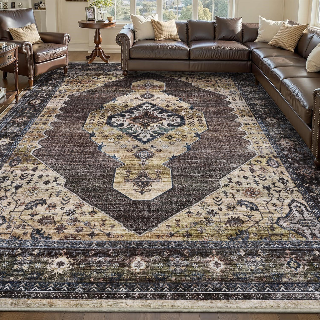 Brown Vintage Area Rug for Living Room