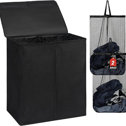 DOKEHOM 150L Double Laundry Basket, BLACK