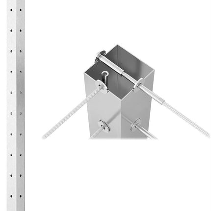 Muzata Cable Railing Post T-Corner Brushed 36"x2"x2" Flat Top Three Side Square Post Cable Railing System for Wood Concrete Top Mount Deck, PS02 L34S
