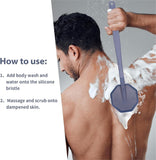 iTkGoK Silver-Infuse Silicone Back Scrubber Burgundy