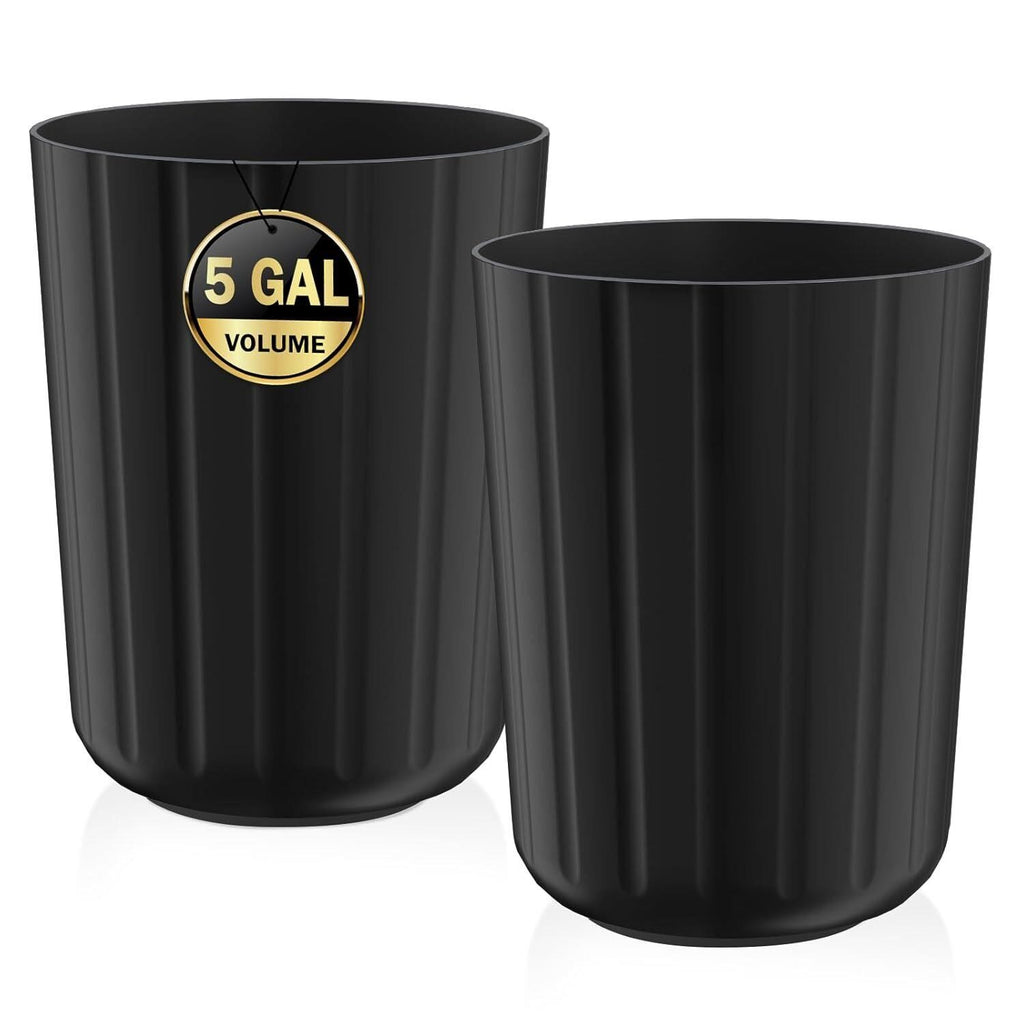 2-PACK 5 GAL Plastic Round Waste Bin, Black
