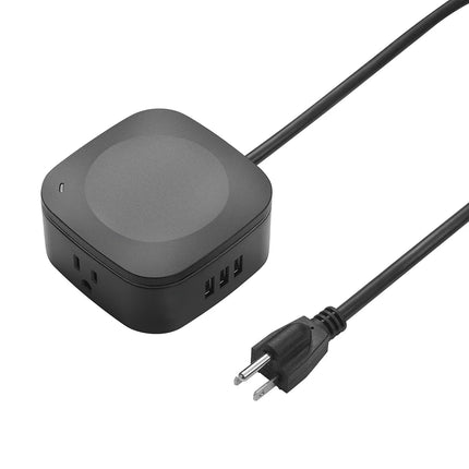 Globe 6 ft. 2-Outlet Black 3-USB Wireless Charging Surge Protector Desktop Power Hub