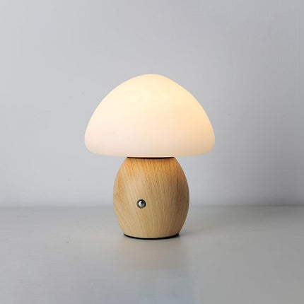 BNYFDC Opal White Glass Mushroom Plug-In Table Lamp Shade , Walnut
