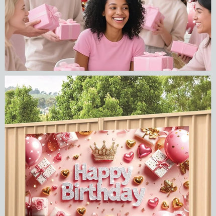 BLISSYARD Pink Happy Birthday Backdrop Banner, SIZE 70.8 x 47.2 inches for Photography, Decor, Parties etc etc