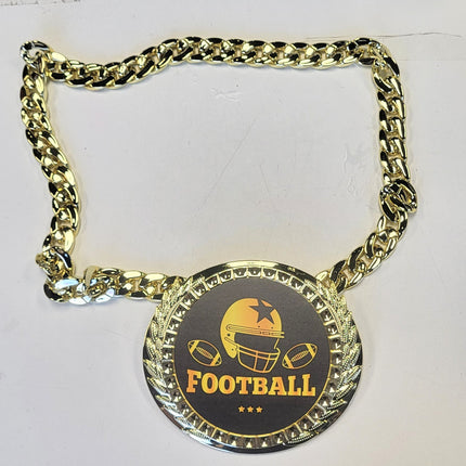 Football Turnover Chain Award Medal – 6" Oversized Gold Trophy Necklace