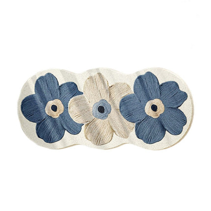 Hearth & Gear Floral Living Room Bedroom Hallway Decorative Wool Area Rug Soft Floor Mat, Blue Beige