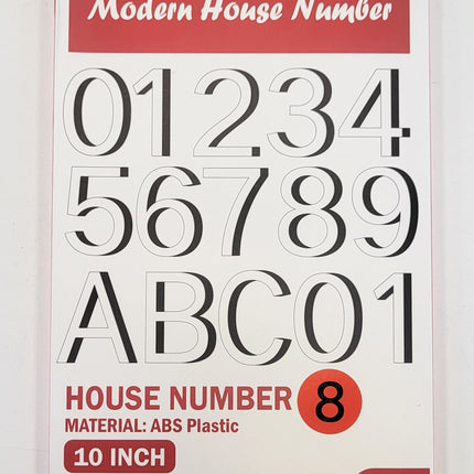 Modern House 10 Inch Number "8" Decor, WHITE