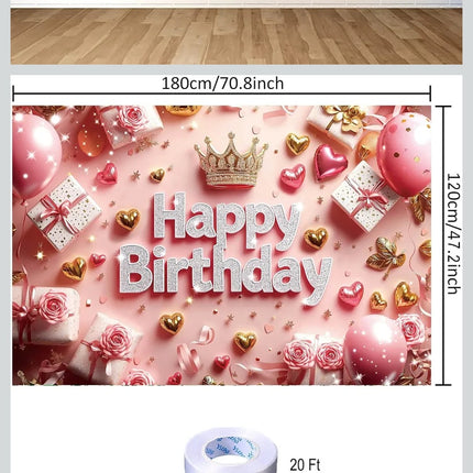 BLISSYARD Pink Happy Birthday Backdrop Banner, SIZE 70.8 x 47.2 inches for Photography, Decor, Parties etc etc