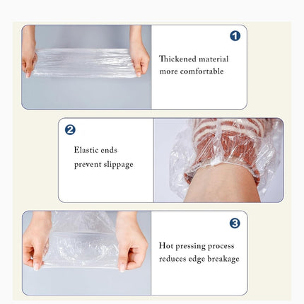 PEFAVPRO 200 PCS Disposable Plastic Arm Sleeves Covers for Cleaning, Repairing, Painting and Tattooing, WHITE CLEAR