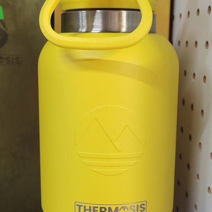 FAHRMOSIS 32oz Insulated Stainless Steel Pet Travel Water Bottle with Built-in Bowl, YELLOW