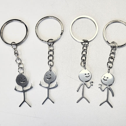 4PCS FUNNY FACE KEYCHAINS, SILVER