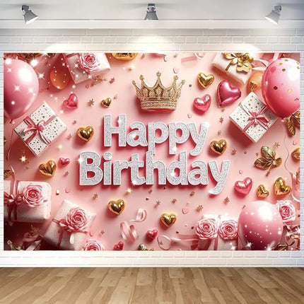 BLISSYARD Pink Happy Birthday Backdrop Banner, SIZE 70.8 x 47.2 inches for Photography, Decor, Parties etc etc