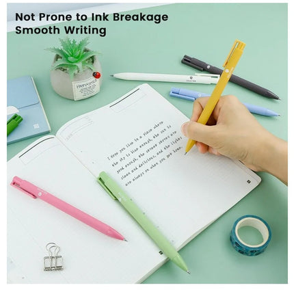 GELETTER 7-PACK Gel Pens, 7Pcs 0.5mm Black Fine Point Pens, Retractable Built-in Sturdy Clip, Quick-Dry Ink, Ideal Gift for Journaling and Note-Taking Enthusiasts, Free Sticky Notes (Macaron)