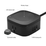 Globe 6 ft. 2-Outlet Black 3-USB Wireless Charging Surge Protector Desktop Power Hub