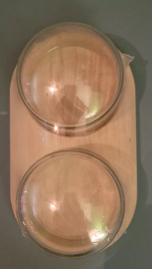 HORIZON Cloche Board Tray with 2 Glass Dome Lids