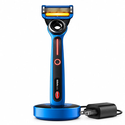 Gillette Bugatti Heated Razor Blue/Black Handle w/ Stand