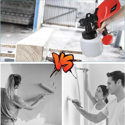 Paint Sprayer, 700W Home HVLP Electric Paint Spray Gun with 1200ml Container, Paint Gun with 4 Nozzle Sizes, Lightweight, Easy Spraying and Cleaning Perfect for Painting Project, Furniture - RED