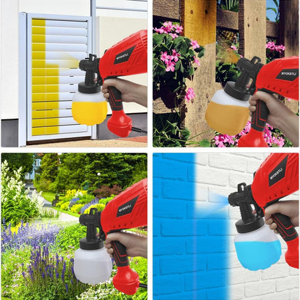 Paint Sprayer, 700W Home HVLP Electric Paint Spray Gun with 1200ml Container, Paint Gun with 4 Nozzle Sizes, Lightweight, Easy Spraying and Cleaning Perfect for Painting Project, Furniture - RED