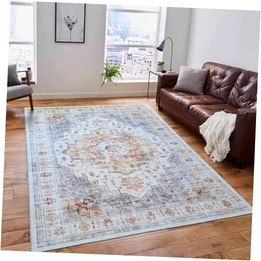 Mandala Area Rugs 3'x5' Washable, Stain Resistant Machine Washable Rugs