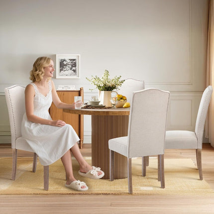 Sunway Stylish Upholstered Parsons Dining Chair, Set of 2, Taupe Color
