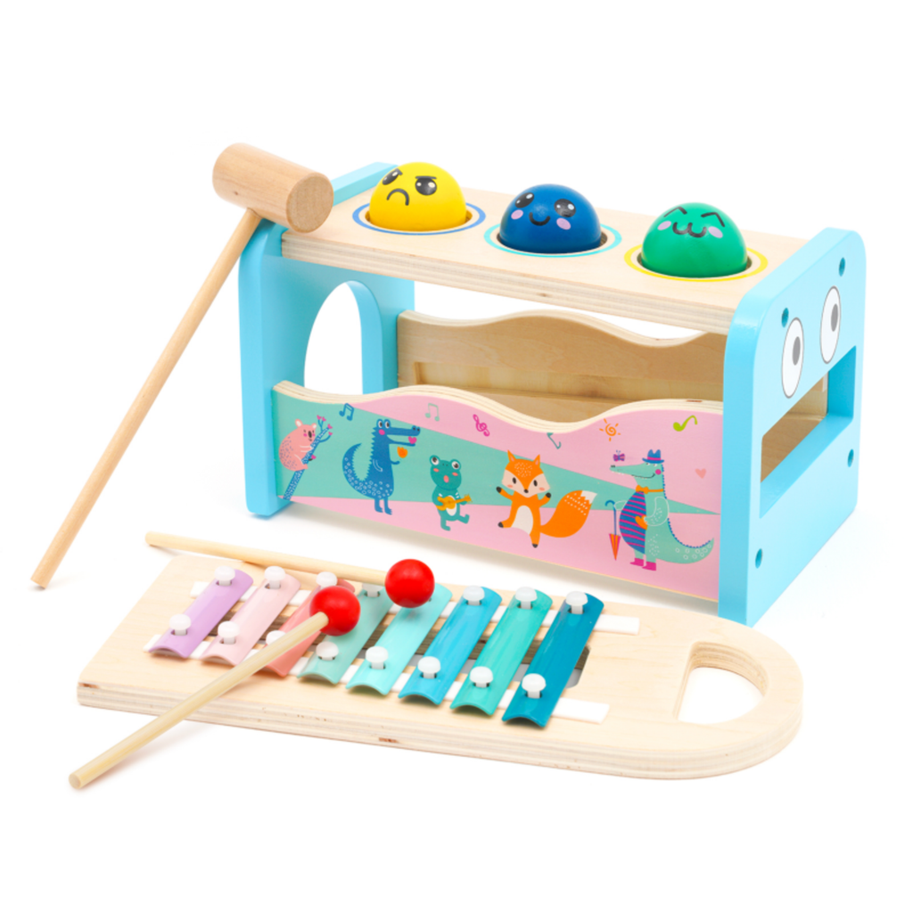 ZITHER Wooden Hammering Pounding Toy Kids Xylophone Wooden Educational Pounding And Hammer Montessori Musical Toys T41