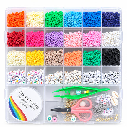 Hbnlai 5300 Pcs Clay Beads Bracelet Making Kit, Flat Preppy Beads for Friendship Jewelry Making, Polymer Heishi Bead with Charms Gifts for Teen Girls Crafts for Girls Ages 8-12