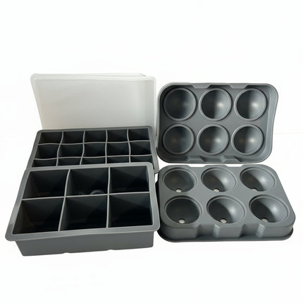 Quikobo Ice Cube Tray, Ice Trays for Freezer with Lid, 3 Pack Silicone Tray