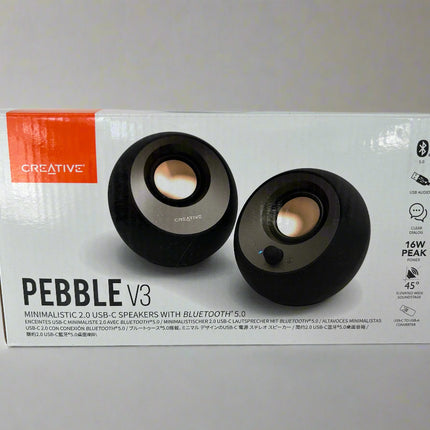 Creative Pebble V3 Minimalistic 2.0 USB-C Desktop Bluetooth Speakers Black