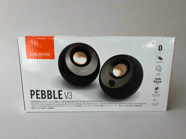 Creative Pebble V3 Minimalistic 2.0 USB-C Desktop Bluetooth Speakers Black