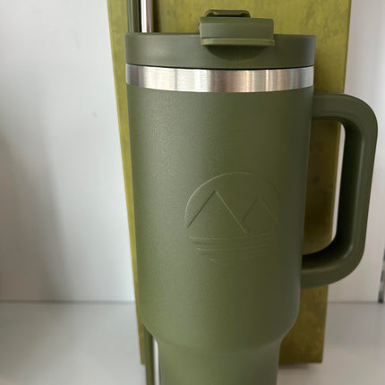ThermosisTumbler with Handle and Straw 40 oz, Army Green