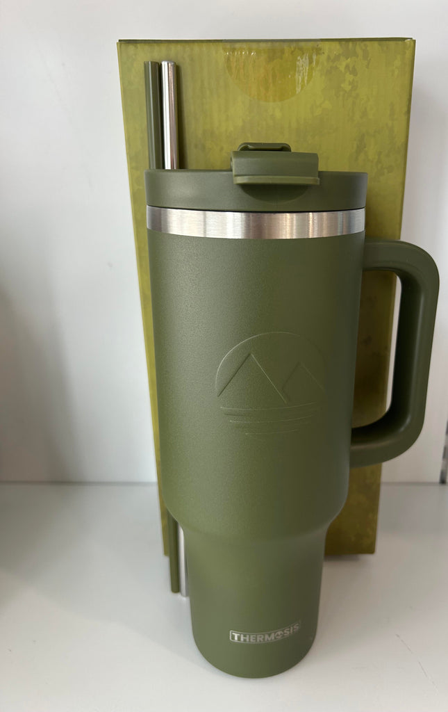 ThermosisTumbler with Handle and Straw 40 oz, Army Green