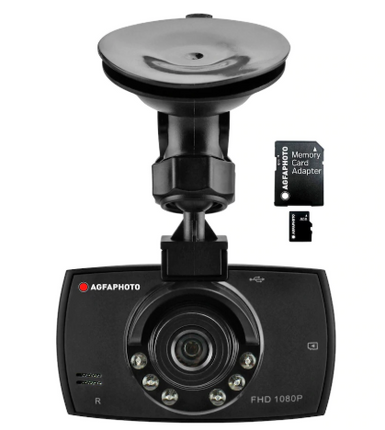 AGFA 1080p Dash Cam With G-Sensor 2.4" Screen and 8GB MicroSD Card